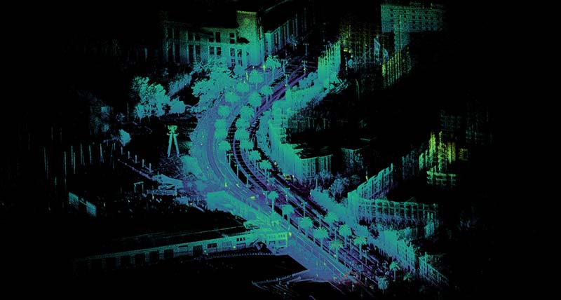 Ouster point cloud image of embarcadero